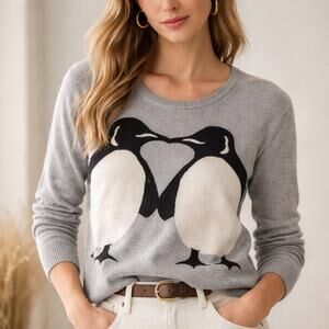 Anthropologie HWR Penguin Intarsia Sweater Wool Alpaca